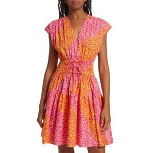 NWT Derek Lam 10 Crosby Tora Printed Dress in Pink Marigold Size 0